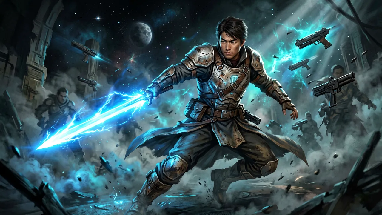 The Jedi Padawan Tel-Rea Vokoss using the Force in battle
