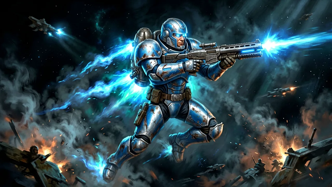 The Mandalorian warrior Cly Kullervo in beskar armour