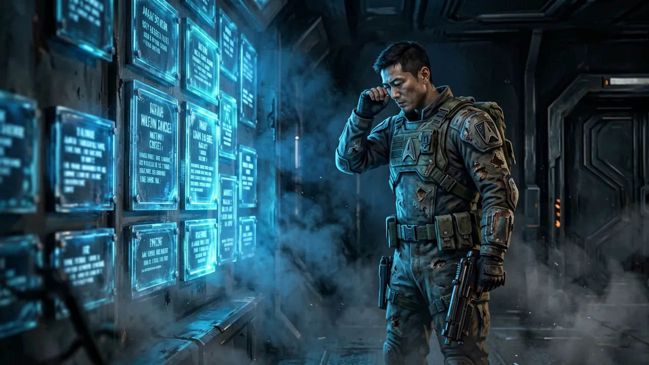 A memorial wall for fallen Zero Company operatives