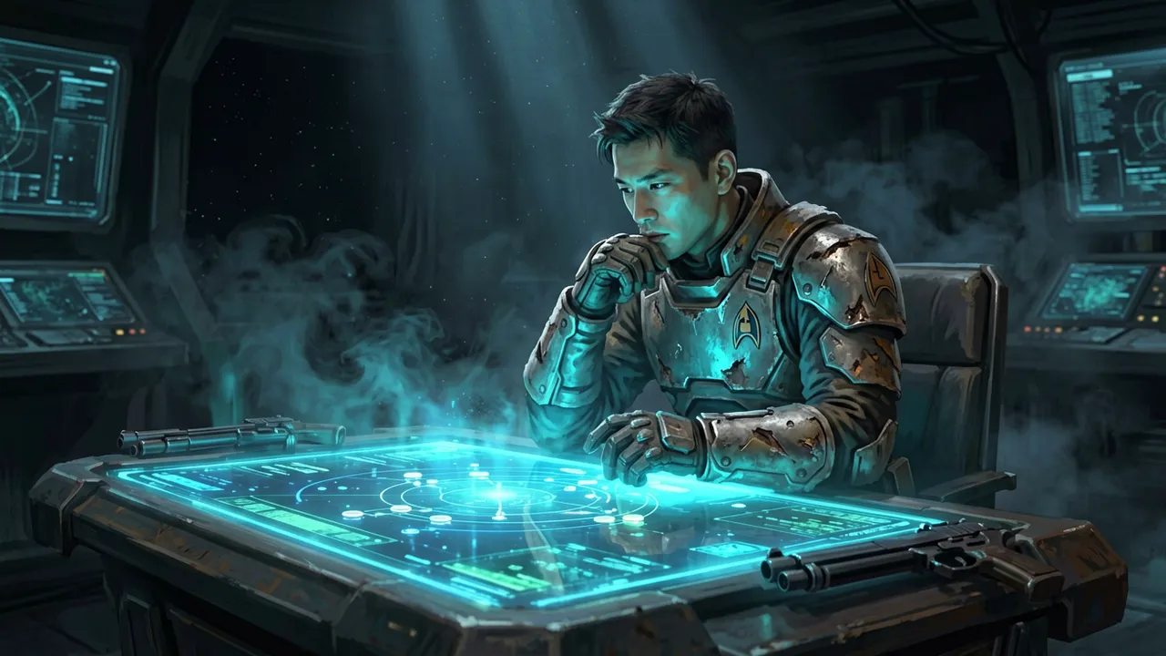 A lone commander at the Zero Company holo-table