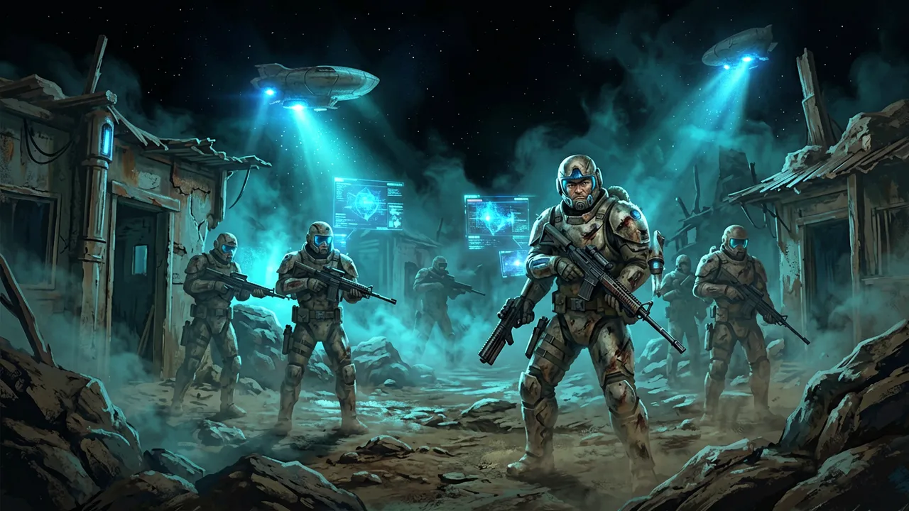 A Zero Company dropship arriving on a lawless frontier world