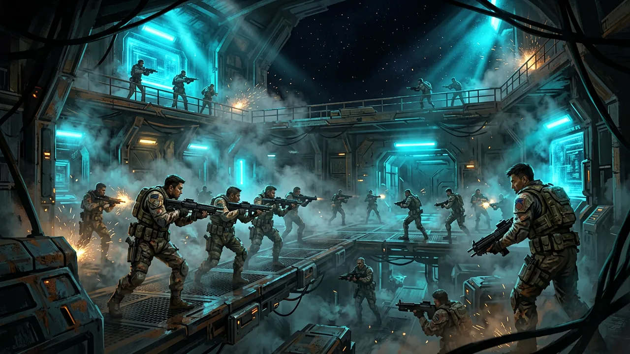 A Zero Company squad fighting through a Separatist factory